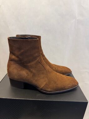 Saint Laurent Brown Suede Wyatt Boots